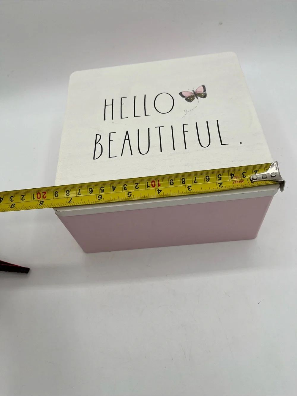 Rae Dunn Pink and White Jewelry Box with Butterfly 